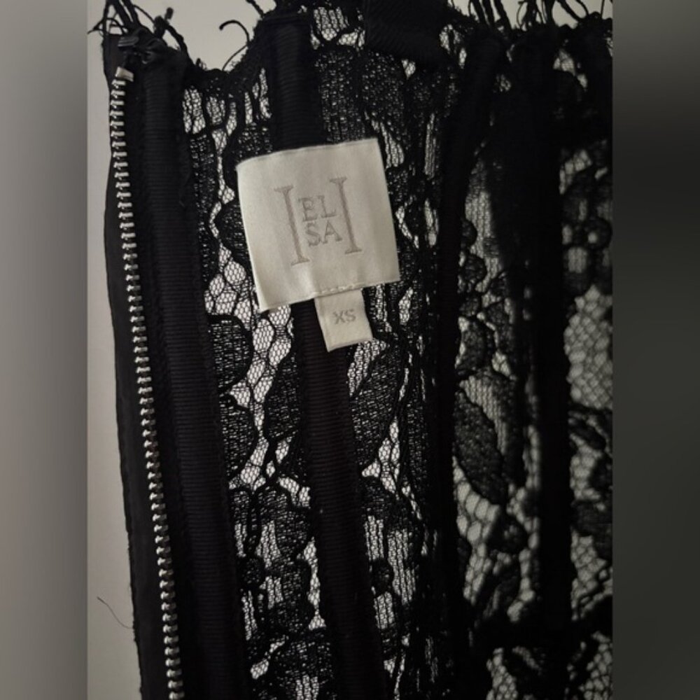 NEW Helsa Lace Column Dress Sheer Bustier Maxi Black | XS - Picture 15 of 16
